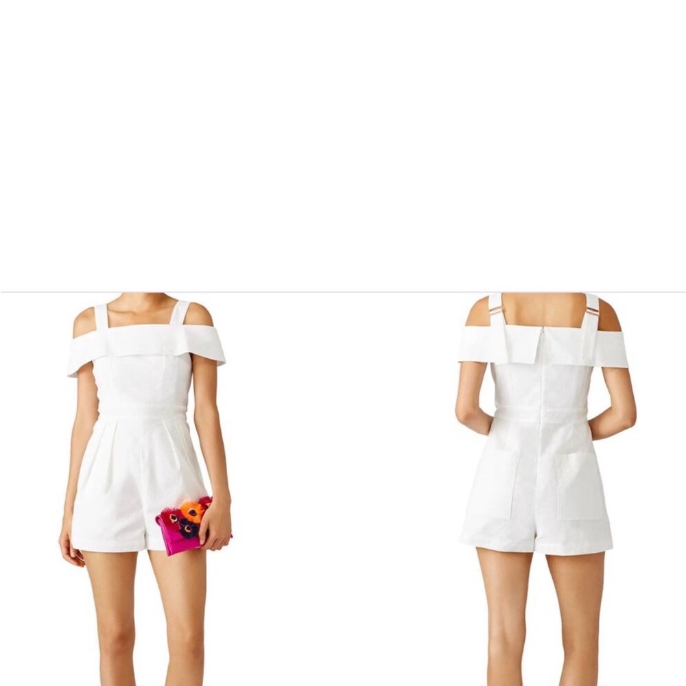 Tibi White Off-Shoulder Short Romper